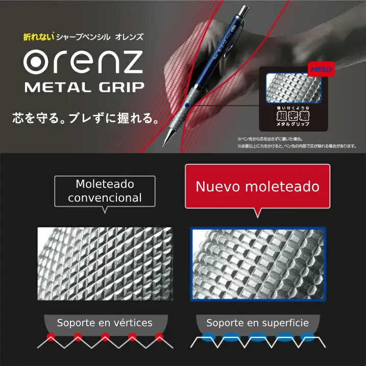 PENTEL | Portaminas 0,5 mm con grip metálico y borrador ORENZ - Azul V2 - Imagen 3