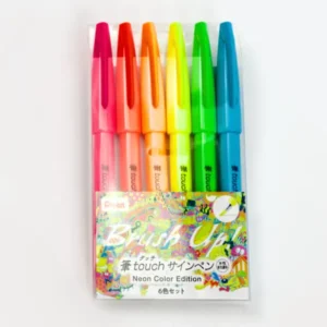 PENTEL | Set NEON Color - Pack 6 Brush Pen Fude Touch Sign