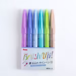 PENTEL | Set Nuanced Colors - Pack 6 Brush Pen Fude Touch Sign