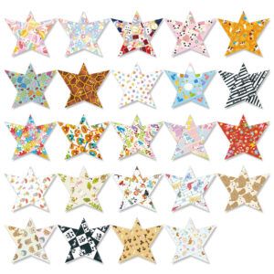 TOYO | Hojas de papel Origami Chiyogami (24) - Animal Pattern Estrella - 24 diseños