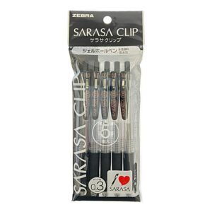 ZEBRA | Pack 5 Bolígrafos Gel 0.3 mm Sarasa Clip - Tinta Negra