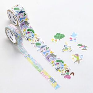 BANDE | 2 Rollos Pegatinas y Cinta Washi - Animals Town and Flower Garden