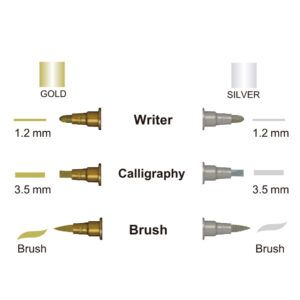 KURETAKE | Pack 3 Rotuladores Dobles Metalizados - Estándar + Brush + Caligráfico