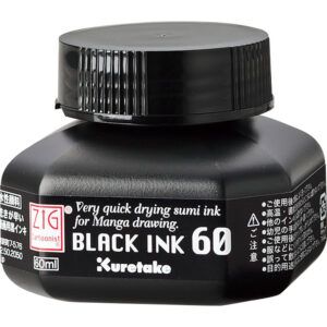 KURETAKE | Tintero 60 ml ZIG Cartoonist SUMI Quick Dry - Negro
