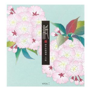 MIDORI | Bloc 16 Papeles de Cartas Cuadrados SILK WASHI - Cherry Blossom