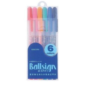 SAKURA | Pack 6 Bolígrafos Permanentes Gel 0,6 BALLSIGN 80