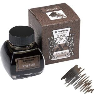 PLATINUM | Tintero Vidrio 60 ml FERROGÁLICA CLASSIC INK - Sepia Black