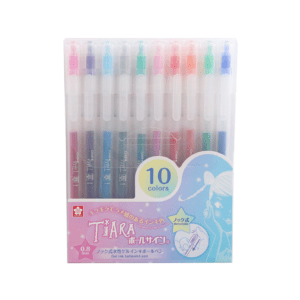 SAKURA | Pack 10 Bolígrafos Gel 0,8 mm BALLSIGN TIARA Purpurina