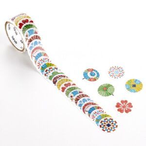 BANDE | Rollo de Pegatinas Washi (120) - Japanese umbrella and flower
