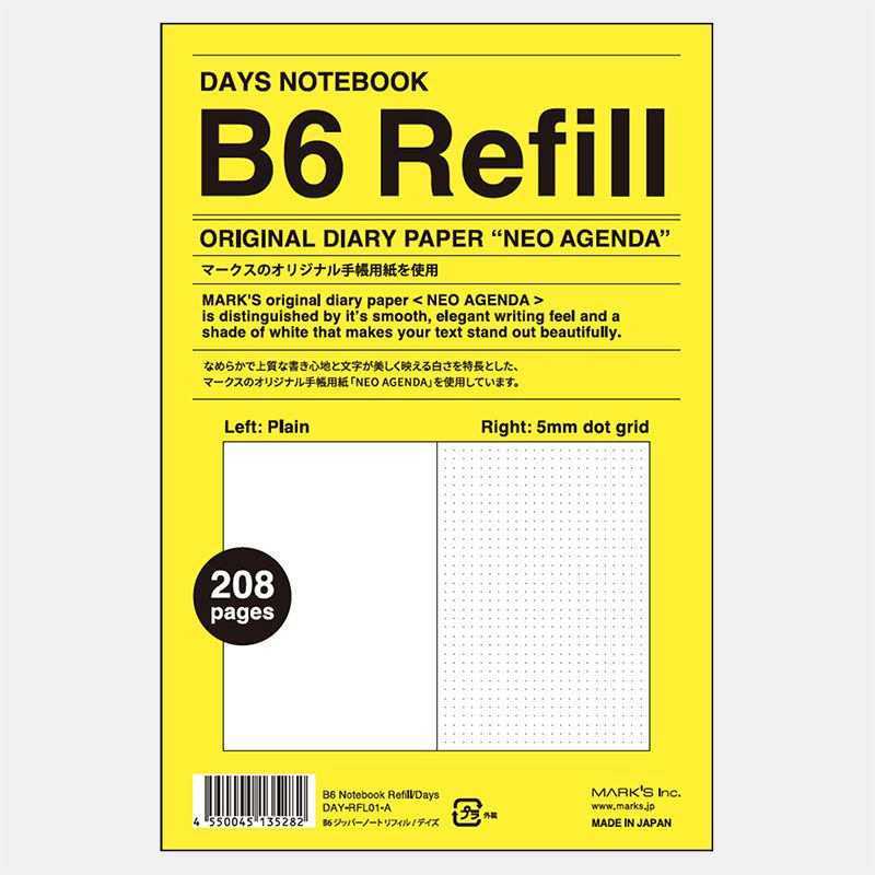 MARK'S Days | Recambio Cuaderno B6 Liso + Malla Puntos