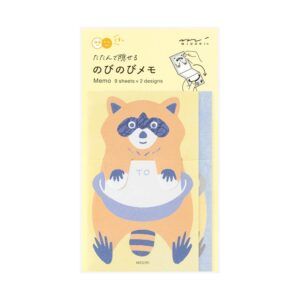 MIDORI | Set Notas Adhesivas (18) Desplegables MEMO STRETCHY - Raccoon