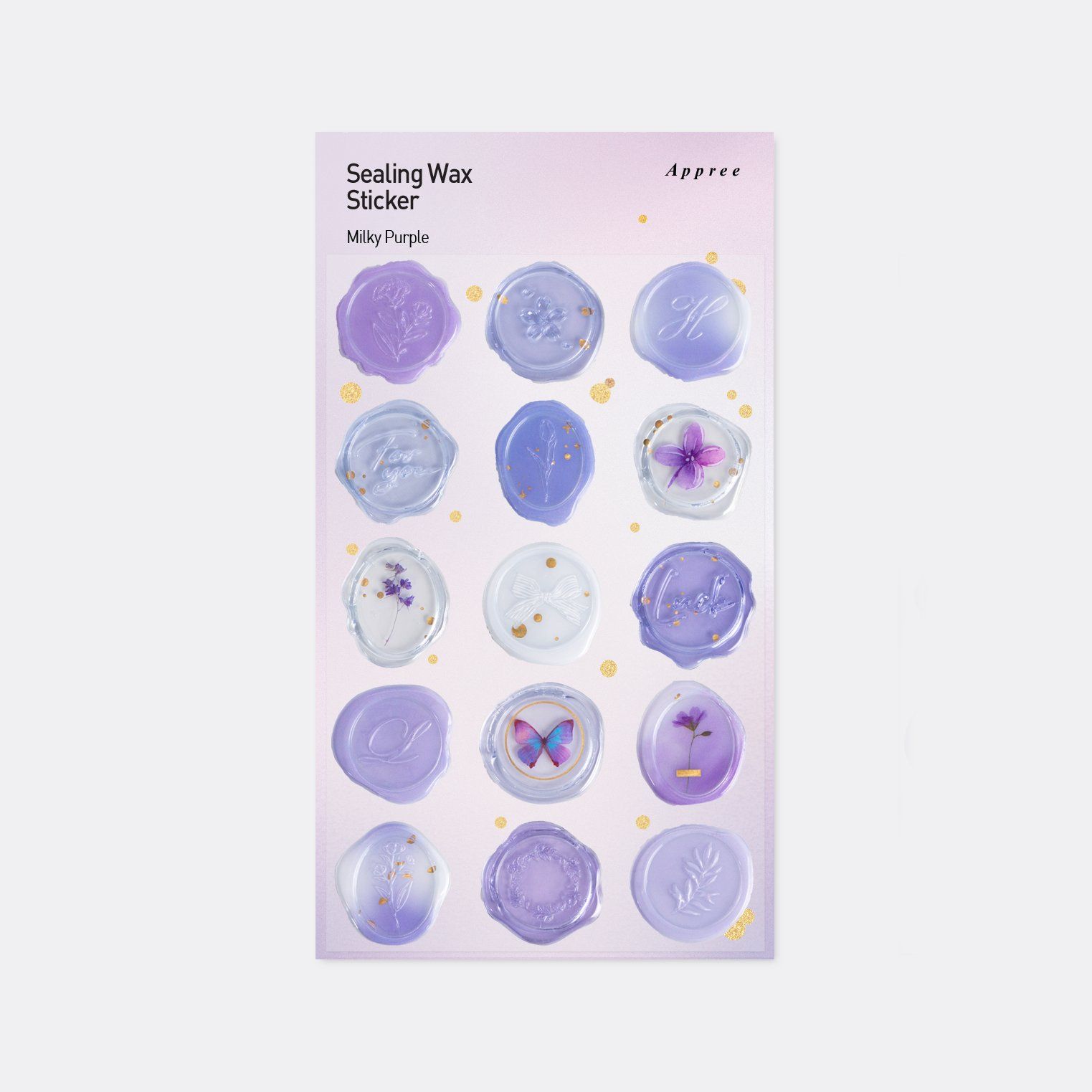 APPREE | Pegatinas sello cera SEALING WAX - Milky Purple