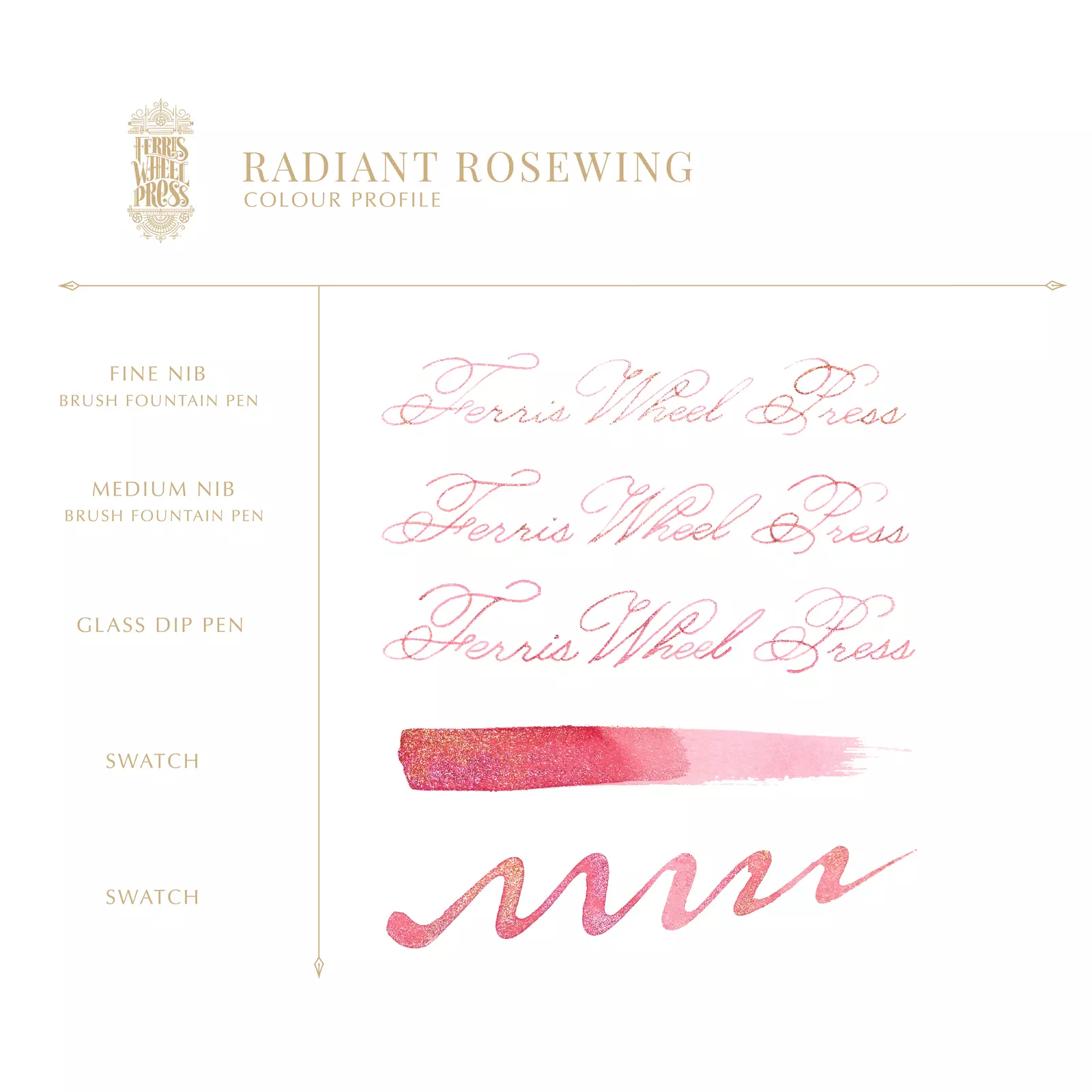 FERRIS WHEEL PRESS | Tintero Vidrio 20 ml - FERRITALES SHIMMER The Wild Swans - Radiant Rose Wing - Imagen 3
