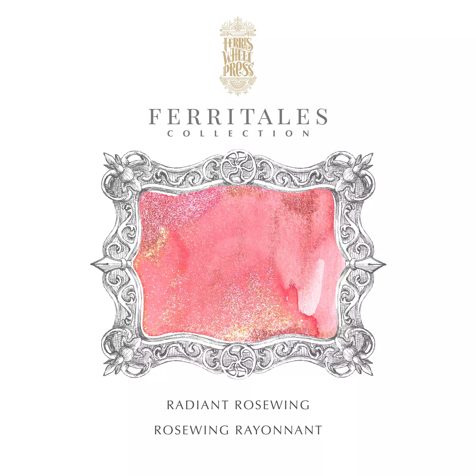 FERRIS WHEEL PRESS | Tintero Vidrio 20 ml - FERRITALES SHIMMER The Wild Swans - Radiant Rose Wing - Imagen 2