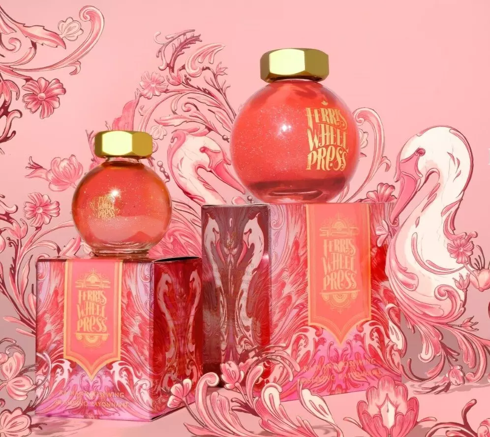 FERRIS WHEEL PRESS | Tintero Vidrio 20 ml - FERRITALES SHIMMER The Wild Swans - Radiant Rose Wing - Imagen 4