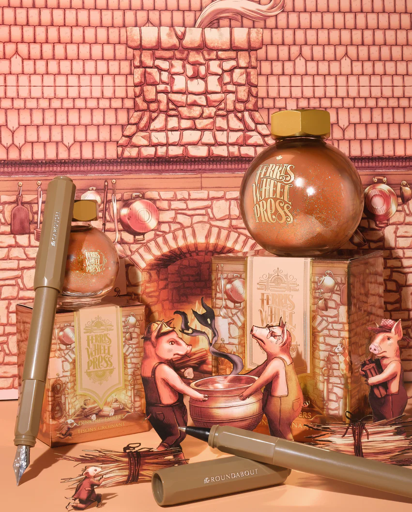 FERRIS WHEEL PRESS | Tintero Vidrio 85 ml - FERRITALES SHIMMER Three Little Pigs - Oinking Embers - Imagen 4