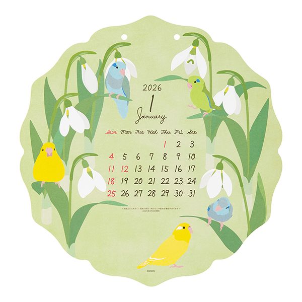MIDORI | Calendario de pared 2026 Wall-Hanging Die Cut - Bird - Imagen 4
