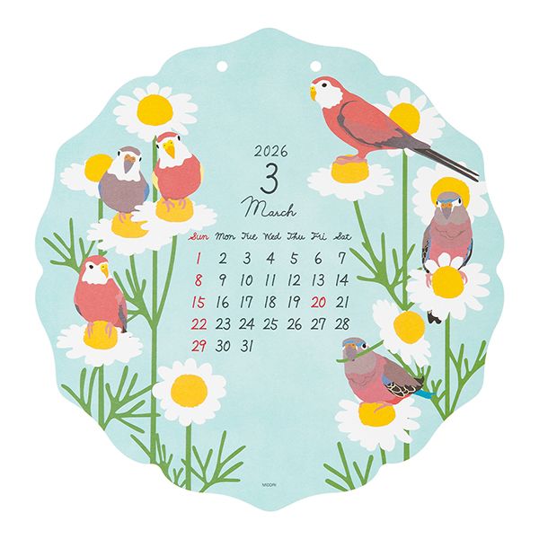 MIDORI | Calendario de pared 2026 Wall-Hanging Die Cut - Bird - Imagen 2