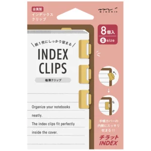 MIDORI | Clips Marcapáginas Metálicos S (8) - Index Chiratto Brass