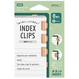 MIDORI | Clips Marcapáginas Metálicos S (8) - Index Chiratto Orange