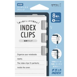 MIDORI | Clips Marcapáginas Metálicos S (8) - Index Chiratto Silver