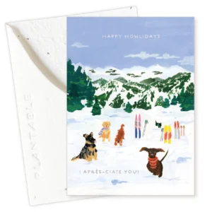 SEEDLINGS | Tarjeta Felicitación Navidad Mini - Skiing Pups