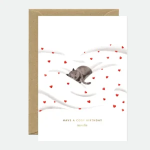ALL THE WAYS TO SAY | Tarjeta de Cumpleaños con sobre - Gold Cosy Cat