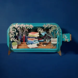 ALLJOY DESIGN | Tarjeta de Felicitación 3D - Message in A Bottle - Books