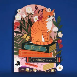 ALLJOY DESIGN | Tarjeta de Felicitación Cumpleaños - Cat And Books