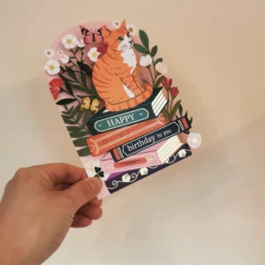 ALLJOY DESIGN | Tarjeta de Felicitación Cumpleaños - Cat And Books