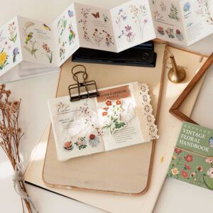 MU LIFESTYLE | Mini libro Pegatinas DIE CUT - Vintage Floral Handbook