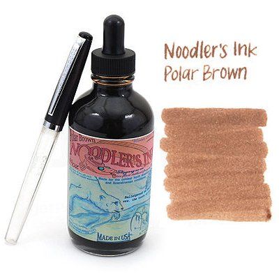 NOODLER'S | Tintero 135 ml 19820 + Pluma GRATIS – Marrón Polar Brown