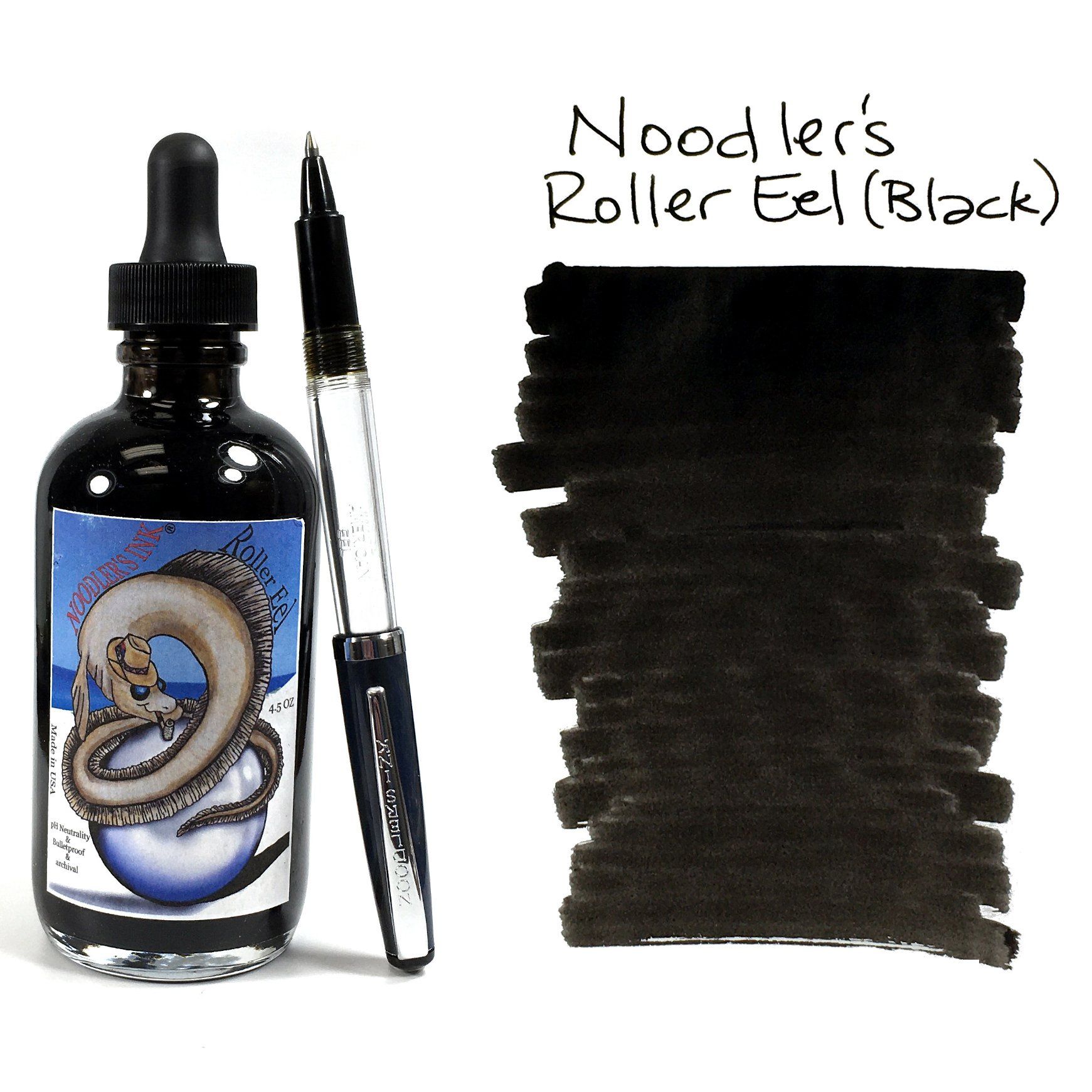 NOODLER'S | Tintero caligrafía 135 ml 19824 + Roller GRATIS – Negro Roller Eel