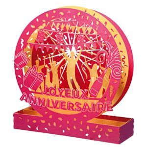 MH EDITIONS | Tarjeta Felicitación Pop Up - Joyeux Anniversaire - Varios colores