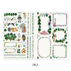 MIDORI | Pegatinas Reposicionables para Escribir YURU LOG - 2 hojas - Forest Animal