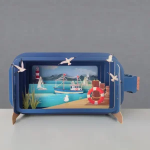 ALLJOY DESIGN | Tarjeta de Felicitación 3D - Message in A Bottle - Seashore