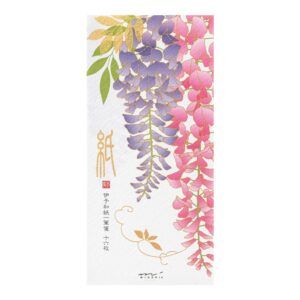 MIDORI | Bloc 16 Hojas Ilustradas Alargadas WASHI SILK - Wisteria