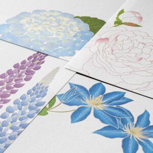 MIDORI | Bloc 16 Hojas Ilustradas Cuadradas WASHI ECHIZEN - Summer Flowers