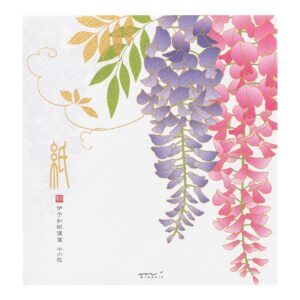 MIDORI | Bloc 16 Hojas Ilustradas Cuadradas WASHI SILK - Wisteria