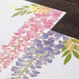 MIDORI | Bloc 16 Hojas Ilustradas Cuadradas WASHI SILK - Wisteria