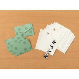 MIDORI | Mini Set 12 Cartas y 4 Sobres con Pegatinas - Panda