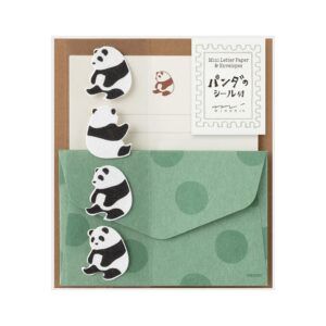 MIDORI | Mini Set 12 Cartas y 4 Sobres con Pegatinas - Panda