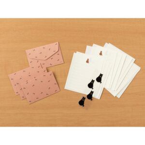 MIDORI | Mini Set 12 Cartas y 4 Sobres con Pegatinas - Black Cat