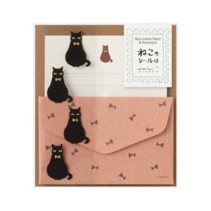 MIDORI | Mini Set 12 Cartas y 4 Sobres con Pegatinas - Black Cat