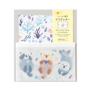 MIDORI | Mini Set 6 Cartas y 3 Sobres con Pegatinas FOR YOU - Sea Otter
