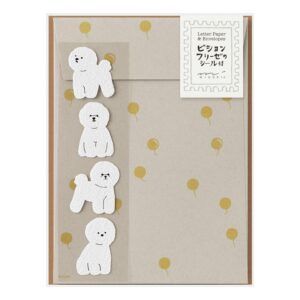 MIDORI | Set 12 Cartas y 4 Sobres con Pegatinas - Bichon Frise
