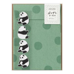 MIDORI | Set 12 Cartas y 4 Sobres con Pegatinas - Panda