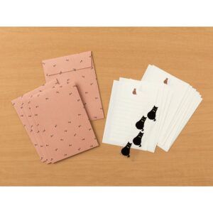 MIDORI | Set 12 Cartas y 4 Sobres con Pegatinas - Black Cat