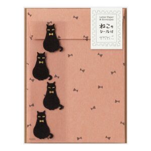 MIDORI | Set 12 Cartas y 4 Sobres con Pegatinas - Black Cat
