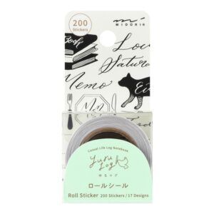 MIDORI | Rollo Pegatinas (200) YURU LOG ROLL STICKER - Calligraphy